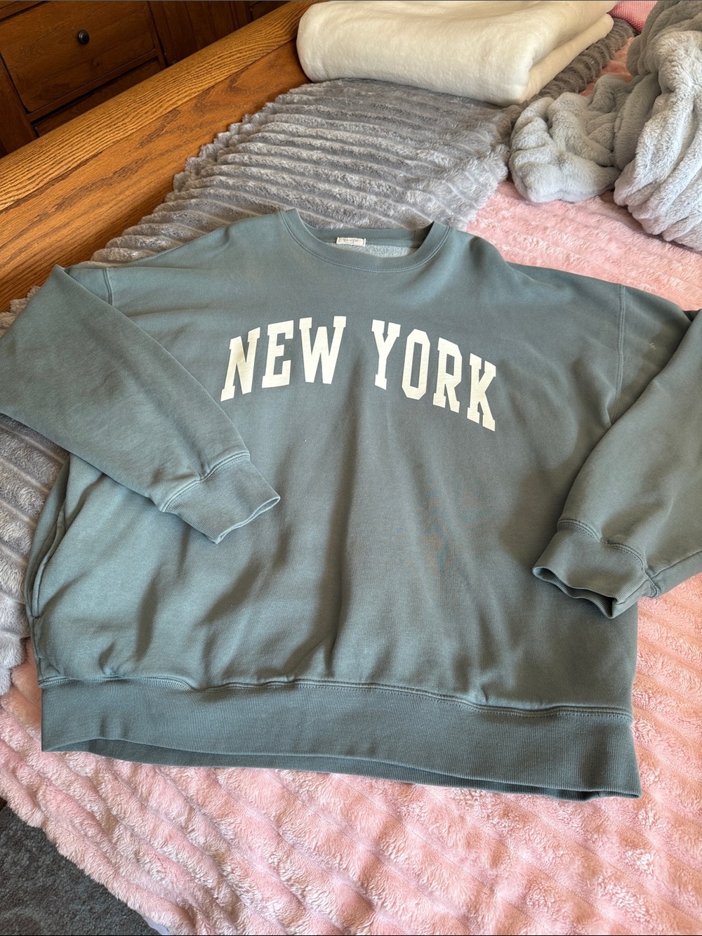 John Galt PAC Sun green New YORK' Crewneck Sweatshirt XL pockets